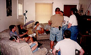 Schmoozing: Les, Eli, Beth, Christine, BC, Doc, Beatrice, Linda, John Paul